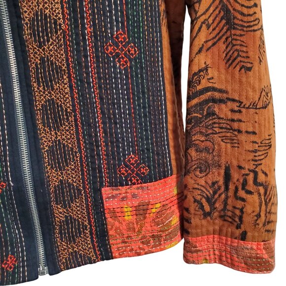 Chicos 3 Size XL Jacket Zip Up Cotton Embroidered Southwestern Art Print Boho - Picture 9 of 10